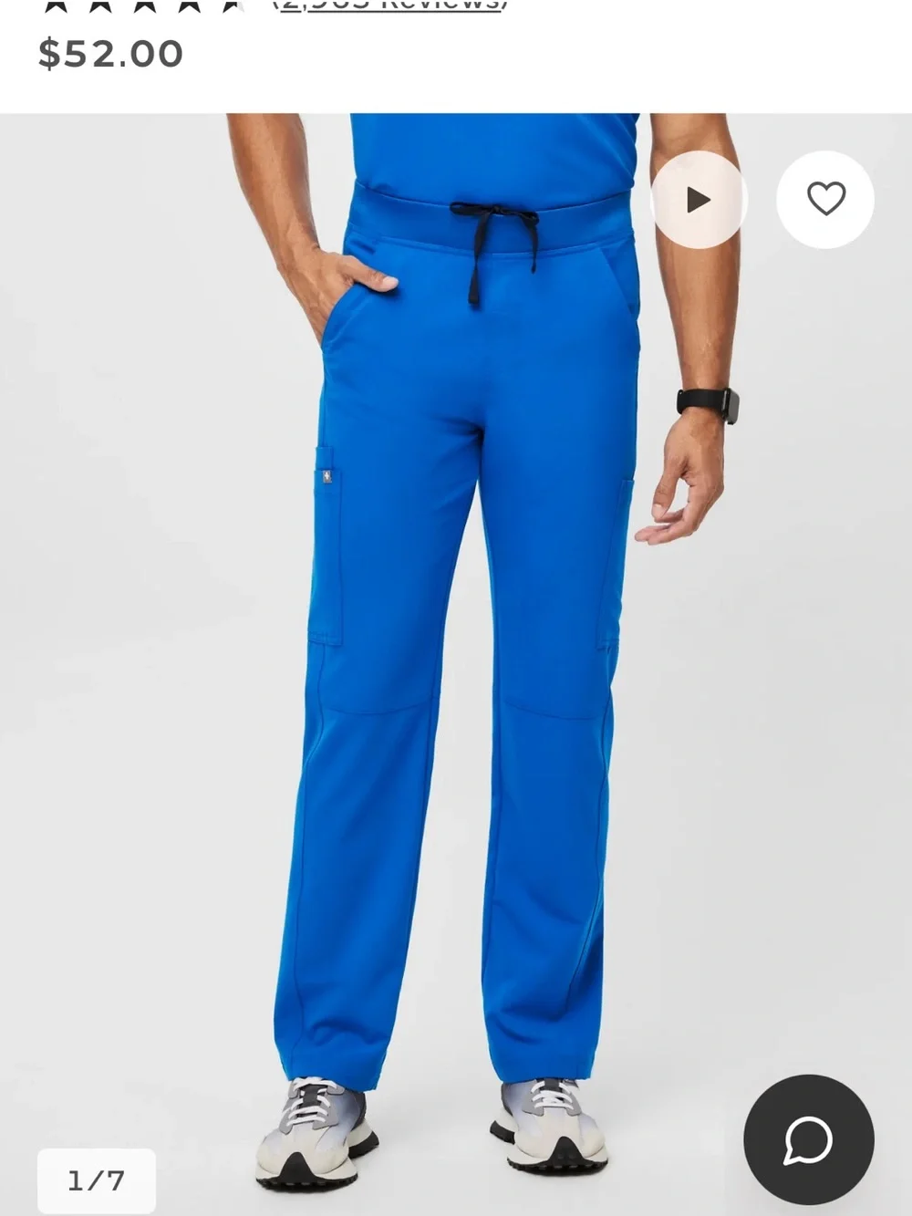 Figs Men's Straight-Leg Scrub Pants in Royal Blue